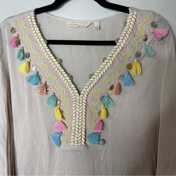 Soft Surroundings tassel clementine long sleeves blouse size large - Picture 4 of 8